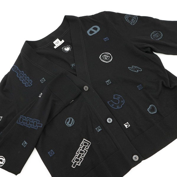 エルメス カーディガン キャンディ・リブリス・バンダナ ウール レディースサイズ42 HERMES 黒