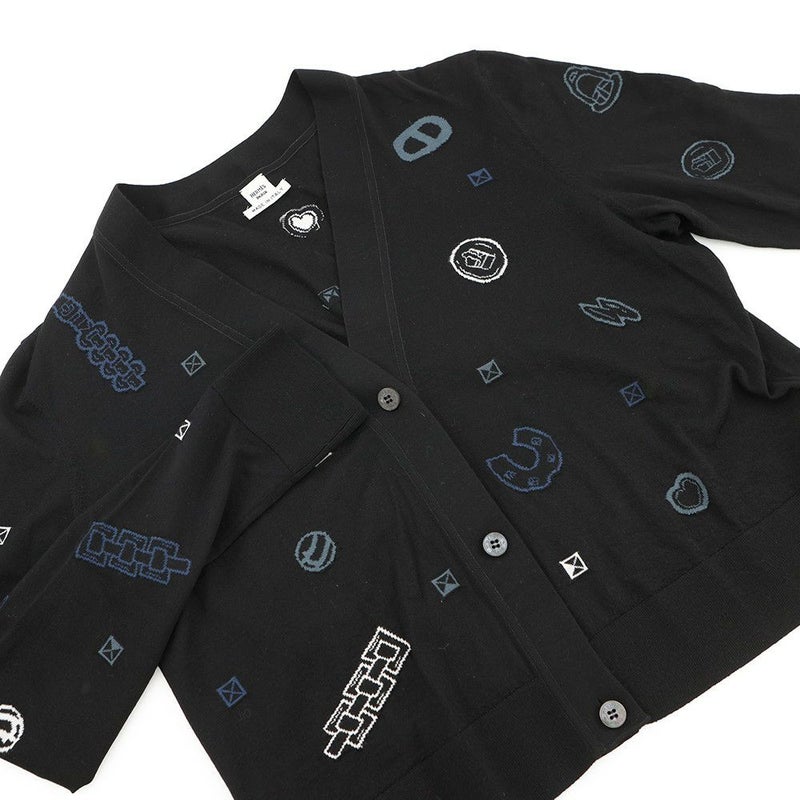 エルメス カーディガン キャンディ・リブリス・バンダナ ウール レディースサイズ42 HERMES 黒