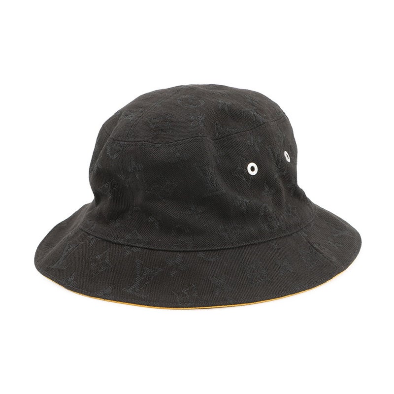 ルイヴィトン ハット リバーシブル バケットハット サイズ58 M76208 LOUIS VUITTON 帽子 黒 ブラック