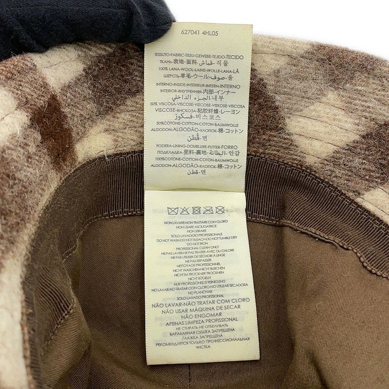 グッチ バケットハット チェック フェドラハット ウール サイズM 627041 GUCCI 帽子