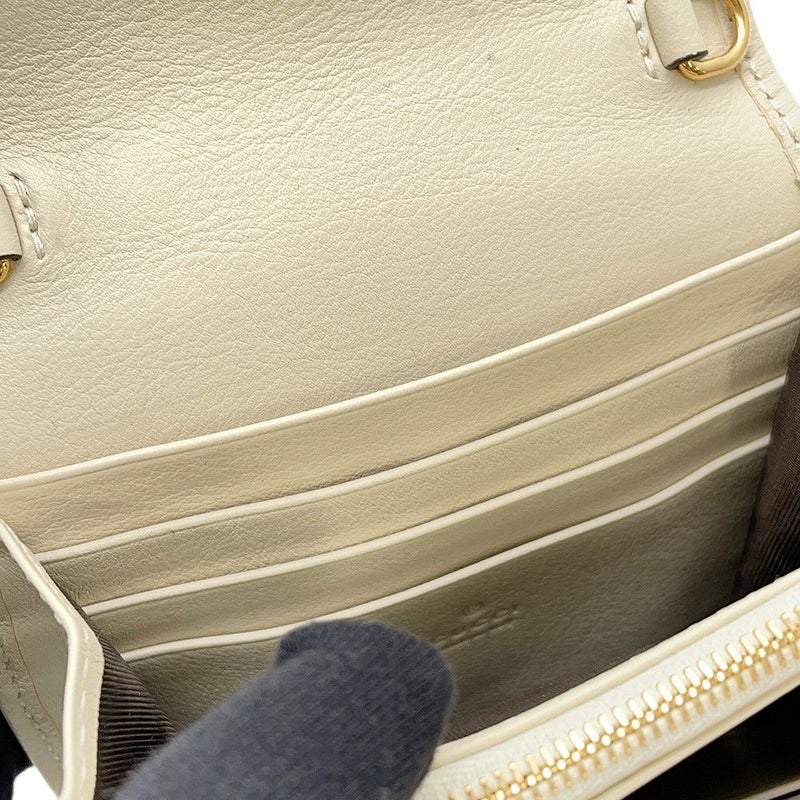グッチ チェーンウォレット レザー ブロンディ  インターロッキングG ミディアム 725219 GUCCI 財布 白