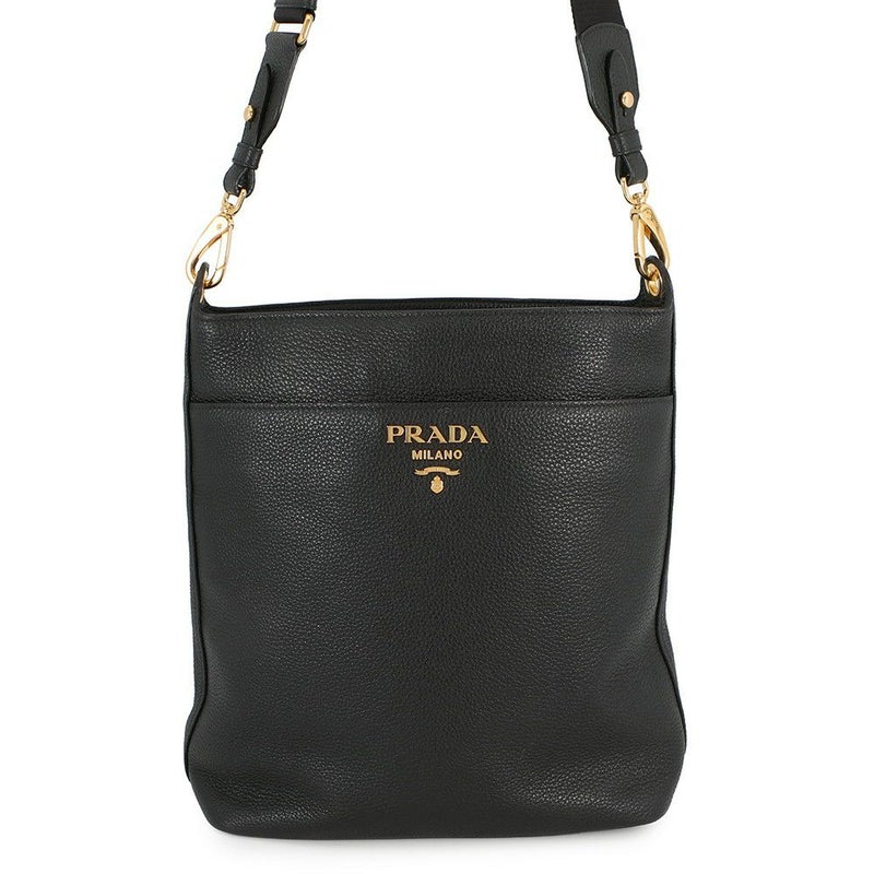 プラダ ショルダーバッグ ロゴ カーフレザー 1BE066 PRADA 黒