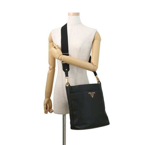 プラダ ショルダーバッグ ロゴ カーフレザー 1BE066 PRADA 黒