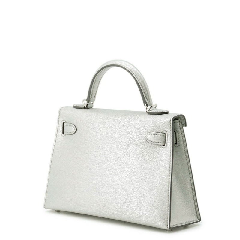 エルメス ハンドバッグ ミニケリー2 外縫い アルジャン/シルバー金具 シェブルシャムキラ K刻印