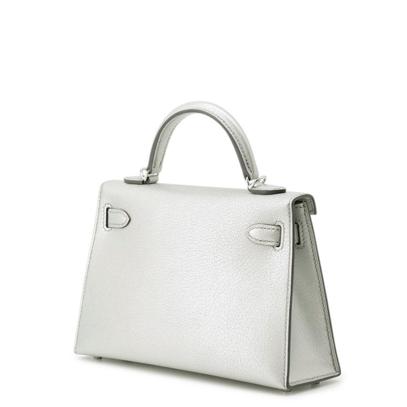 エルメス ハンドバッグ ミニケリー2 外縫い アルジャン/シルバー金具 シェブルシャムキラ K刻印