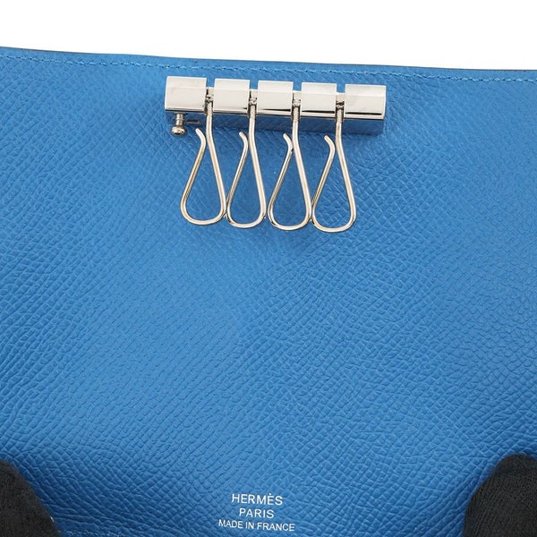 エルメス 4連キーケース ベアン ブルーゼリージュ/シルバー金具 エプソン C刻印