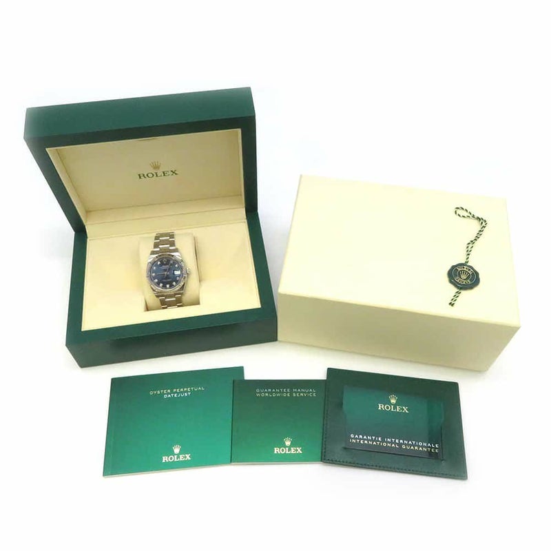 ロレックス デイトジャスト36 10Pダイヤモンド ランダムシリアル ルーレット 126234G ブライトブルー文字盤