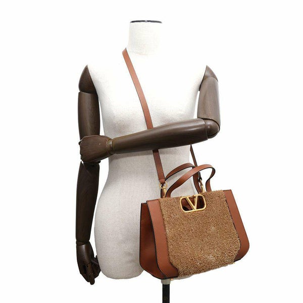 ヴァレンティノ・ガラヴァーニ ハンドバッグ Vロゴ ムートン VALENTINO 2wayショルダーバッグ