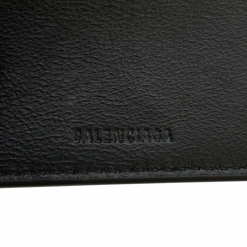 バレンシアガ 三つ折り財布 パンチングロゴ コンパクトウォレット レザー 594312 BALENCIAGA 財布 黒