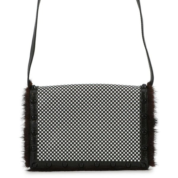 フェンディ ショルダーバッグ チェック スタッズ レザー ファー FENDI バッグ