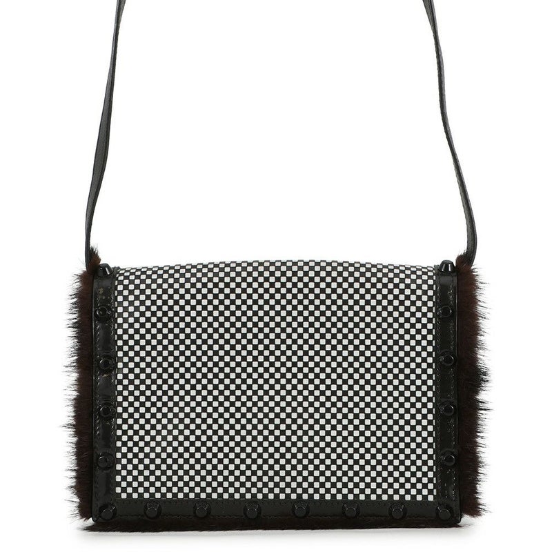 フェンディ ショルダーバッグ チェック スタッズ レザー ファー FENDI バッグ