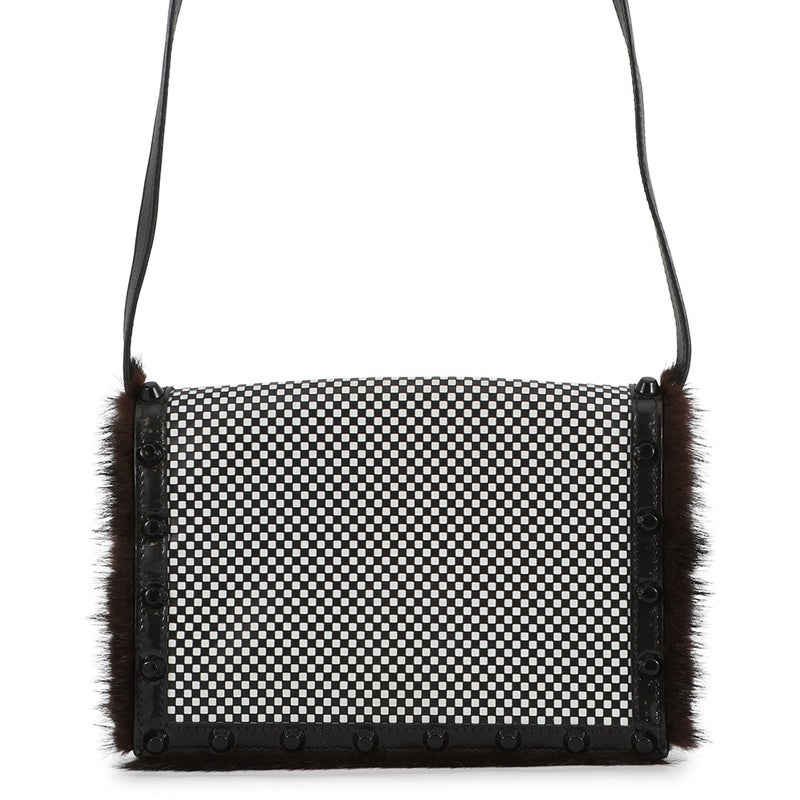 フェンディ ショルダーバッグ チェック スタッズ レザー ファー FENDI バッグ