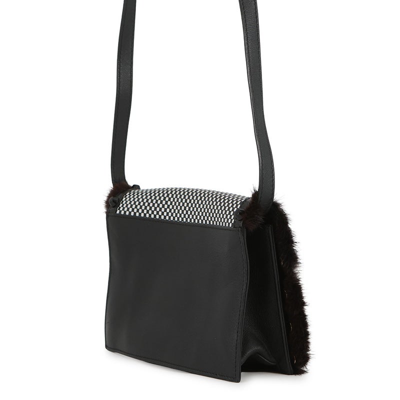 フェンディ ショルダーバッグ チェック スタッズ レザー ファー FENDI バッグ
