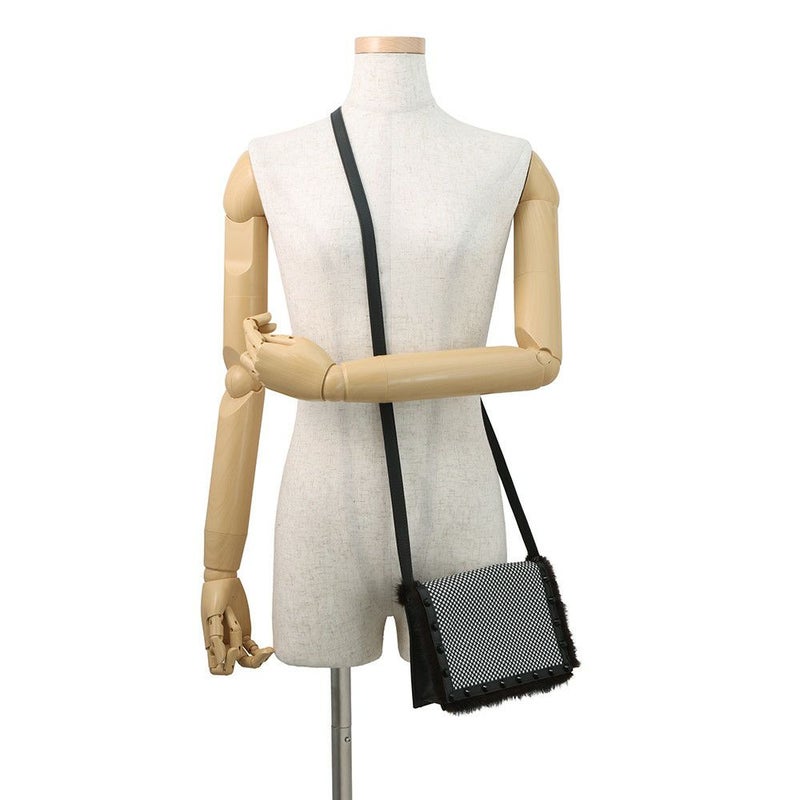 フェンディ ショルダーバッグ チェック スタッズ レザー ファー FENDI バッグ