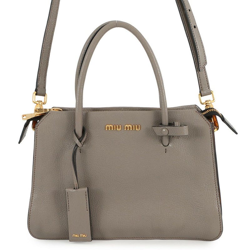 ミュウミュウ ハンドバッグ ロゴ バイカラー マドラス レザー MIUMIU 2wayショルダーバッグ