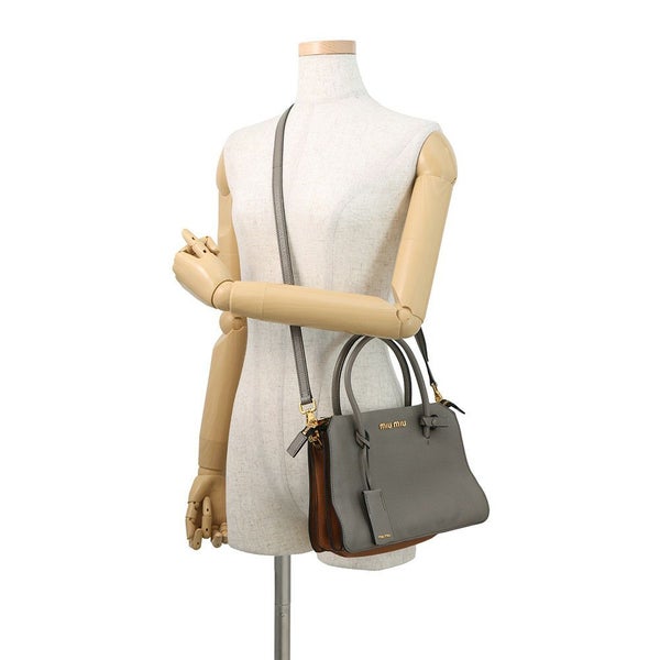 ミュウミュウ ハンドバッグ ロゴ バイカラー マドラス レザー MIUMIU 2wayショルダーバッグ