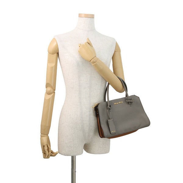 ミュウミュウ ハンドバッグ ロゴ バイカラー マドラス レザー MIUMIU 2wayショルダーバッグ