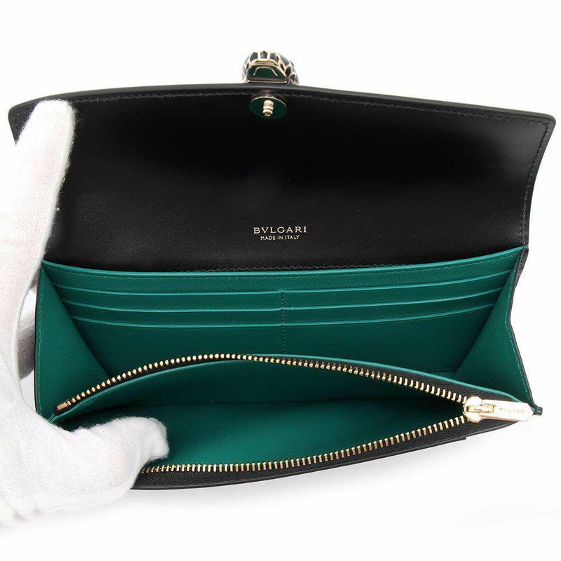 ブルガリ 長財布 セルペンティ フォーエバー ラージウォレット カーフレザー 294391 BVLGARI 財布 黒