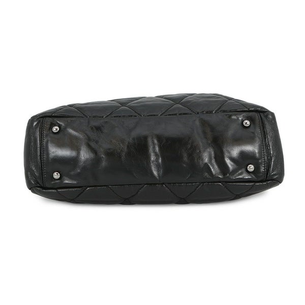 シャネル チェーントートバッグ ポートベロー ココマーク マトラッセ ヴィンテージレザー/ストロー A46153 CHANEL 黒