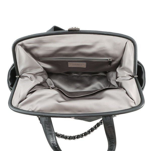 シャネル チェーントートバッグ ポートベロー ココマーク マトラッセ ヴィンテージレザー/ストロー A46153 CHANEL 黒