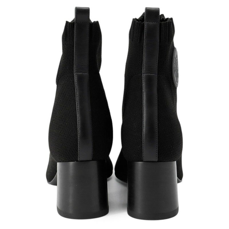 エルメス ショートブーツ ジェナ60 ニット/カーフレザー レディースサイズ37 HERMES 靴 黒