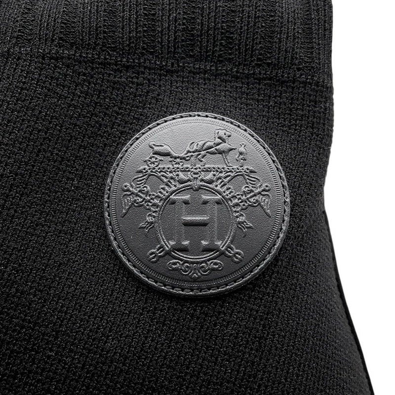 エルメス ショートブーツ ジェナ60 ニット/カーフレザー レディースサイズ37 HERMES 靴 黒