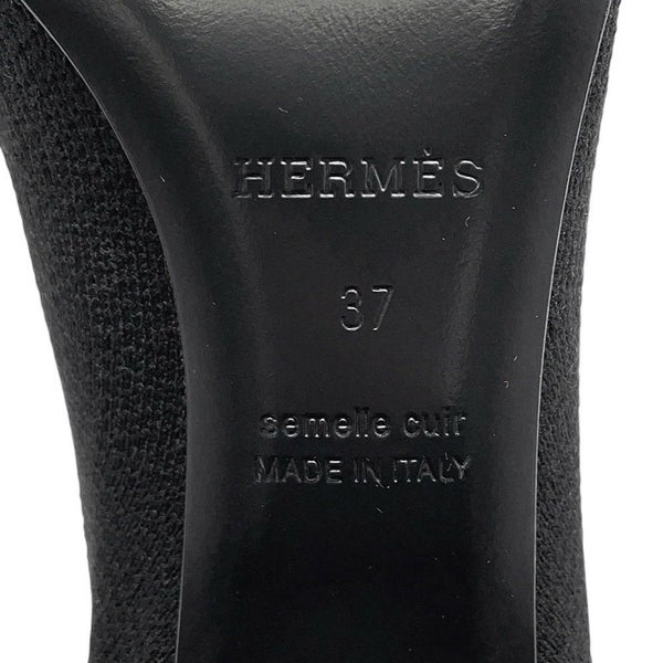 エルメス ショートブーツ ジェナ60 ニット/カーフレザー レディースサイズ37 HERMES 靴 黒