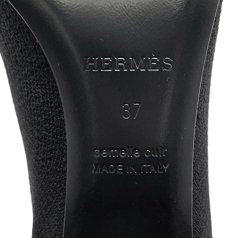 エルメス ショートブーツ ジェナ60 ニット/カーフレザー レディースサイズ37 HERMES 靴 黒