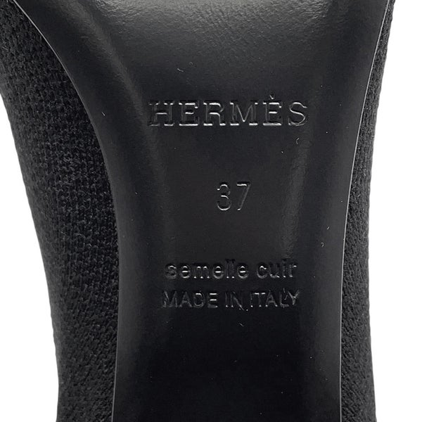エルメス ショートブーツ ジェナ60 ニット/カーフレザー レディースサイズ37 HERMES 靴 黒