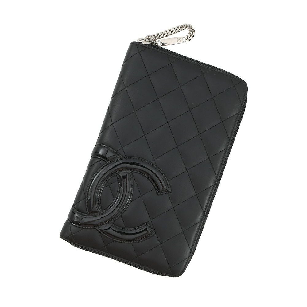 シャネル 長財布 マトラッセ ココマーク カンボンライン ラウンドファスナー ラムスキン A26710 CHANEL 黒 シャネル 長財布 マトラッセ ココマーク カンボンライン ラウンド