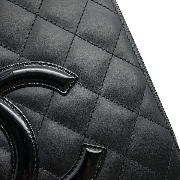 シャネル 長財布 マトラッセ ココマーク カンボンライン ラウンドファスナー ラムスキン A26710 CHANEL 黒