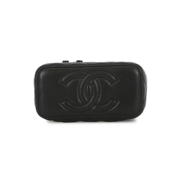 シャネル チェーンショルダーバッグ マトラッセ ココマーク フェイクパール ヴァニティ ラムスキン AP2199 CHANEL 黒