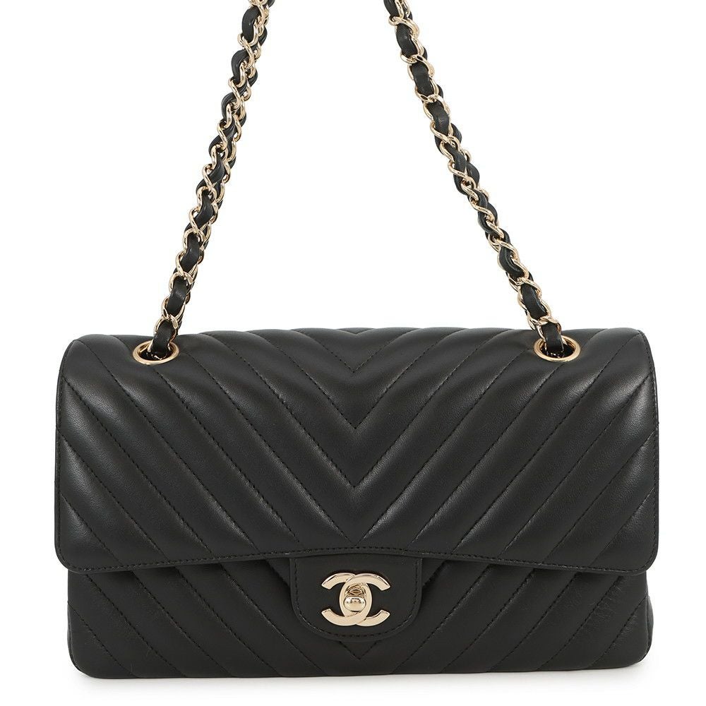 美品 CHANEL シャネル ココマーク ターンロック ラムスキン Vステッチ チェーン ショルダー バッグ ブラック a8467 CHANEL - 美品 CHANEL シャネル ココマーク ターンロック ラムスキン V
