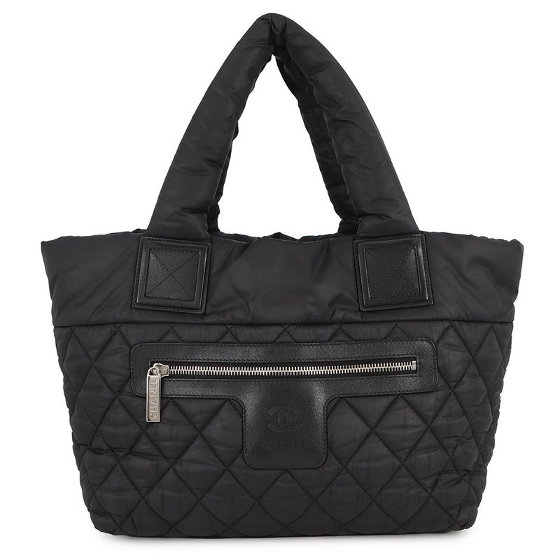 シャネル トートバッグ コココクーン ココマーク マトラッセ スモール PM ナイロン A48610 CHANEL 黒