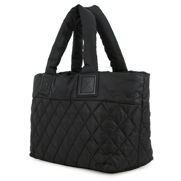 シャネル トートバッグ コココクーン ココマーク マトラッセ スモール PM ナイロン A48610 CHANEL 黒