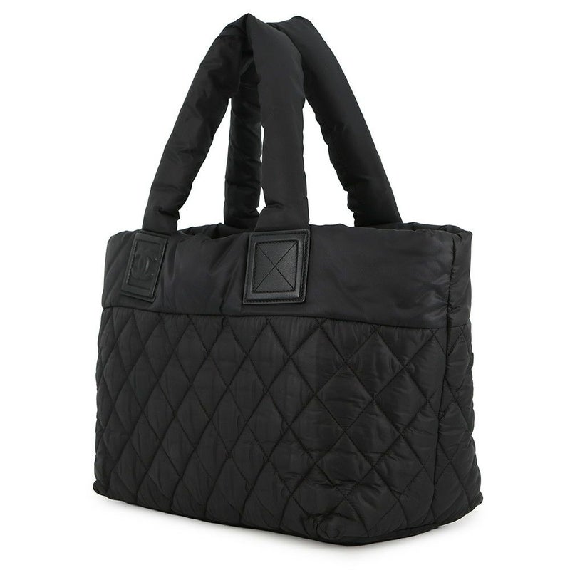 シャネル トートバッグ コココクーン ココマーク マトラッセ スモール PM ナイロン A48610 CHANEL 黒