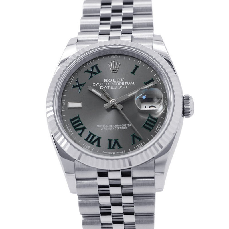 ロレックス デイトジャスト36 SS/K18WG ランダムシリアル ルーレット 126234 ROLEX 腕時計 スレート文字盤