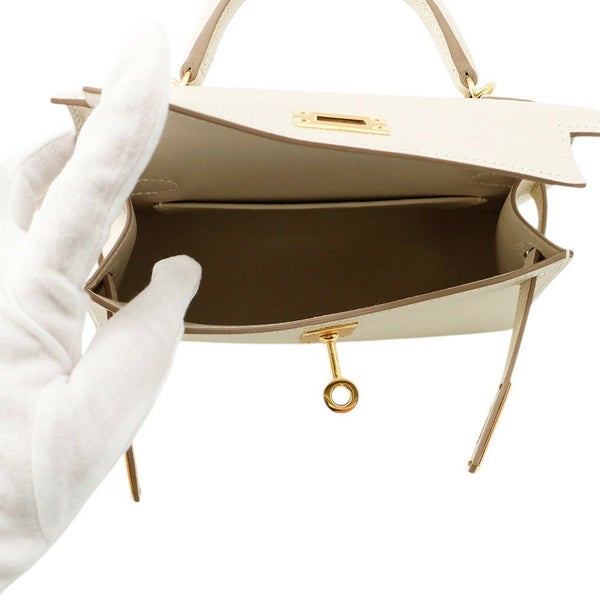 エルメス ハンドバッグ ミニケリー2 外縫い クレ/ゴールド金具 エプソン K刻印 ２wayショルダー