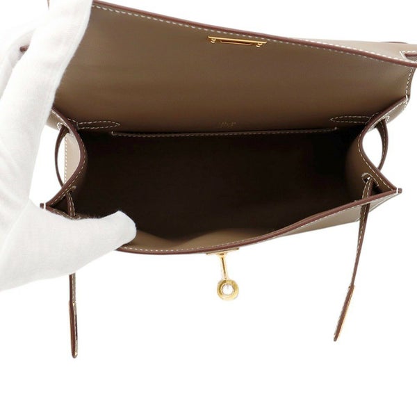 エルメス ハンドバッグ ポシェットケリー エトゥープ/ゴールド金具 スイフト K刻印