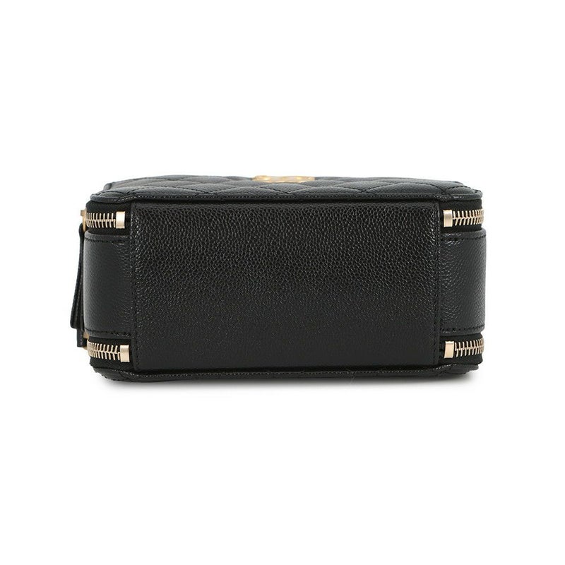 シャネル チェーンショルダーバッグ ココマーク マトラッセ バニティ トップハンドル キャビアスキン AS3221 CHANEL 黒