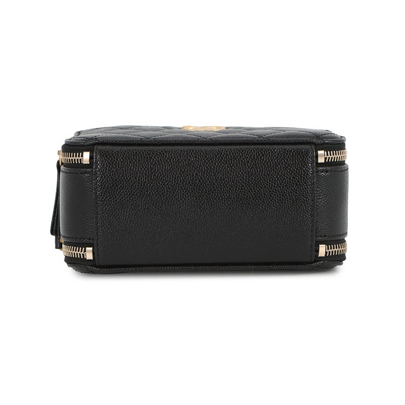 シャネル チェーンショルダーバッグ ココマーク マトラッセ バニティ トップハンドル キャビアスキン AS3221 CHANEL 黒