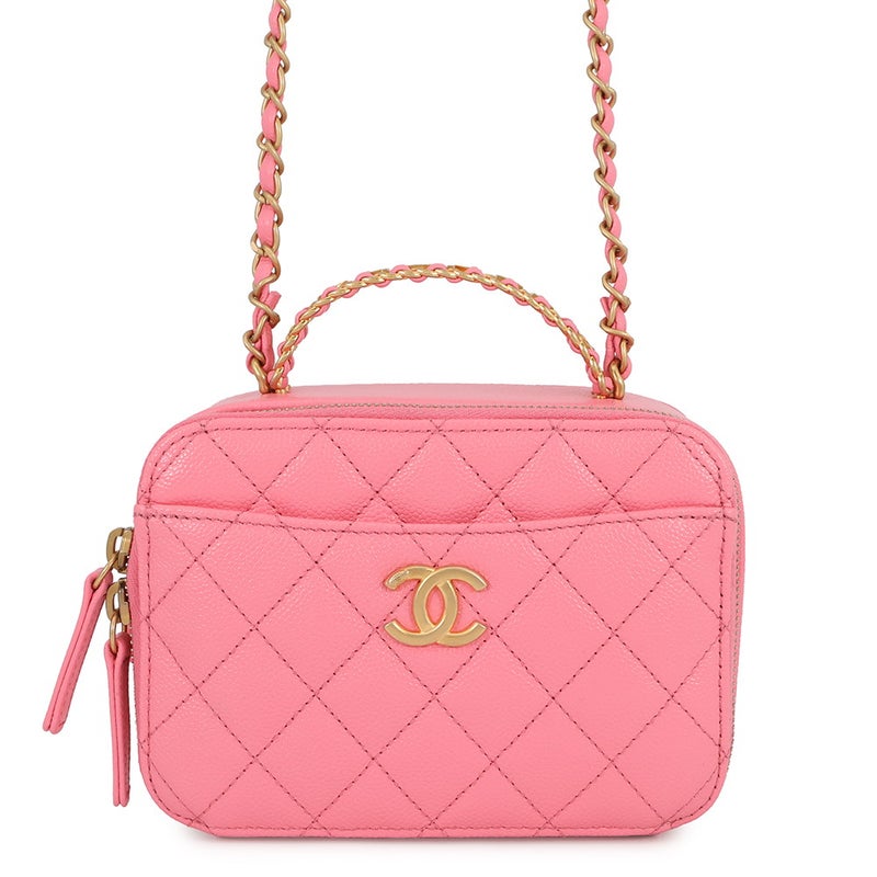 シャネル チェーンショルダーバッグ ココマーク マトラッセ バニティ トップハンドル キャビアスキン AS3221 CHANEL