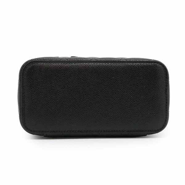 シャネル チェーンショルダーバッグ マトラッセ ココマーク チェーンロゴハンドル バニティ キャビアスキン ヴァニティ 黒