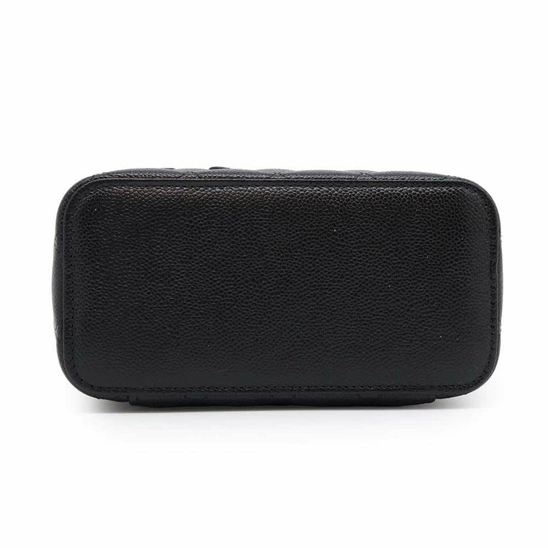 シャネル チェーンショルダーバッグ マトラッセ ココマーク チェーンロゴハンドル バニティ キャビアスキン ヴァニティ 黒