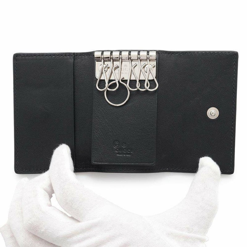 グッチ キーケース マイクロ グッチシマ 6連 ロゴ レザー 150402 GUCCI アウトレット品 黒