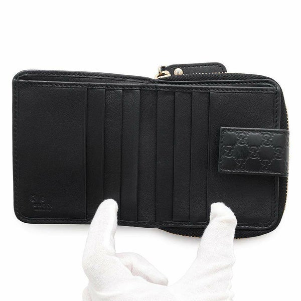 グッチ 二つ折り財布 マイクログッチシマ レザー 449395 GUCCI 財布 アウトレット品 黒