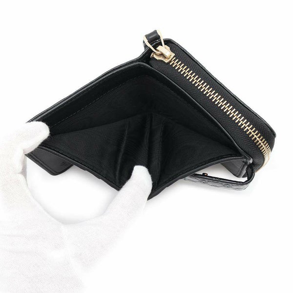 グッチ 二つ折り財布 マイクログッチシマ レザー 449395 GUCCI 財布 アウトレット品 黒