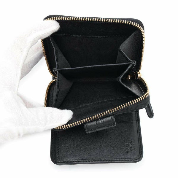 グッチ 二つ折り財布 マイクログッチシマ レザー 449395 GUCCI 財布 アウトレット品 黒