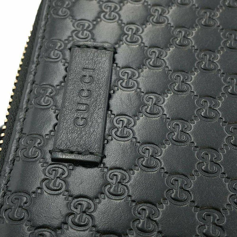 グッチ 二つ折り財布 マイクログッチシマ レザー 449395 GUCCI 財布 アウトレット品 黒