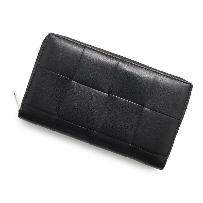 ボッテガヴェネタ 長財布 マキシ イントレチャート ラウンドファスナー レザー 748054 BOTTEGA VENETA 黒
